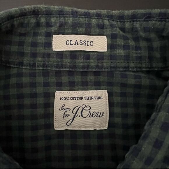 J Crew Shirt Mens Medium Green Blue Button Down Checkered Classic Cotton Preppy - Picture 8 of 13